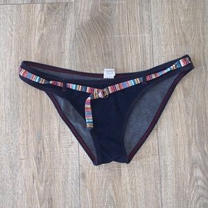 Summer Girl belted stretch faux denim bikini swim suit bottom